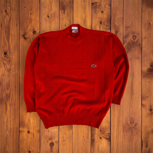 Lacoste Strick-Sweater in Red Wine in Größe L – Lacoste red wine knit sweater, size L.